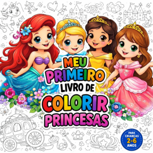 Livro de Colorir de Princesas para Crianças – 10 Desenhos Fofos para Imprimir | PDF Infantil Estilo Kawaii